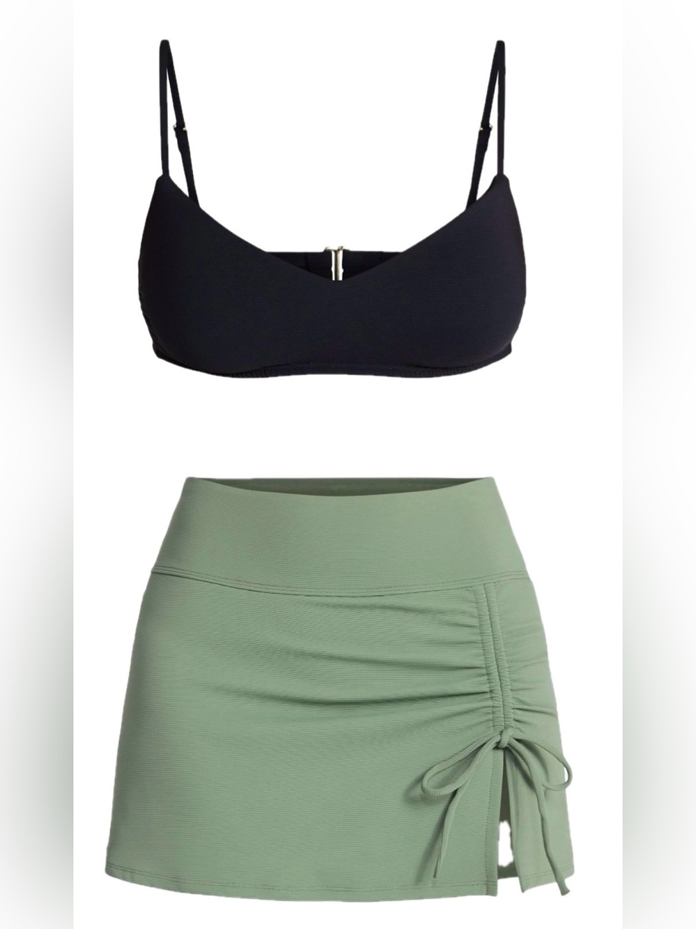 NWT Time and Tru Black top & Green Swim Skirt 2 PC Set